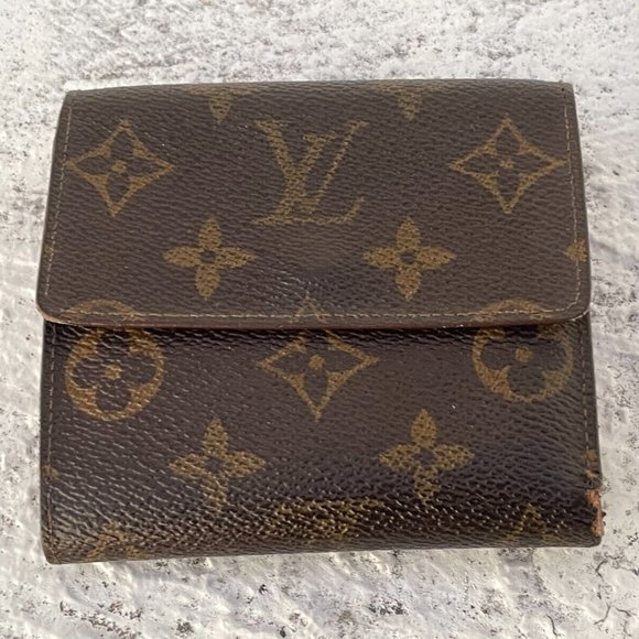 Louis Vuitton Black Leather Epi Elise Trifold Wallet Made In France